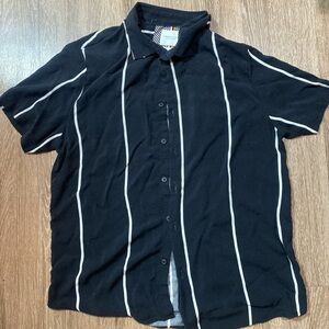 Denim & Flower Black Shirt with White Stripes